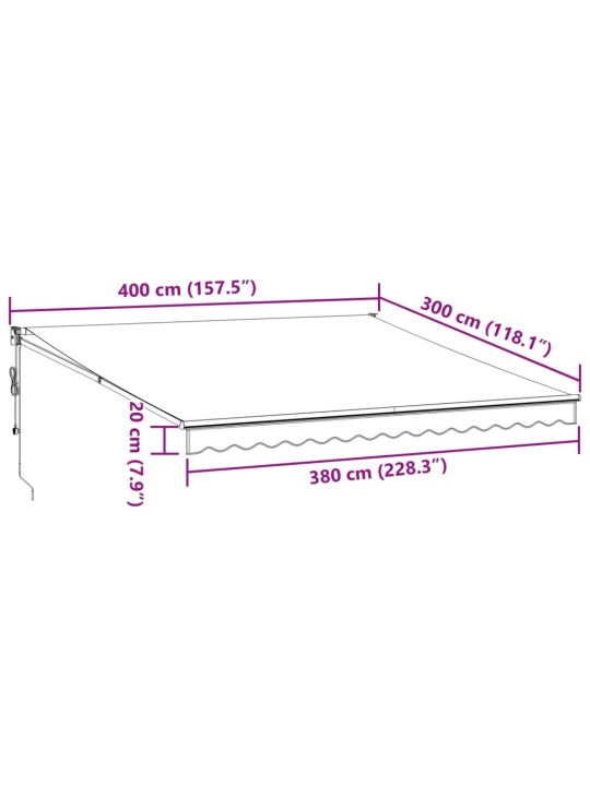 Automaattimarkiisi viininpunainen 400x300 cm