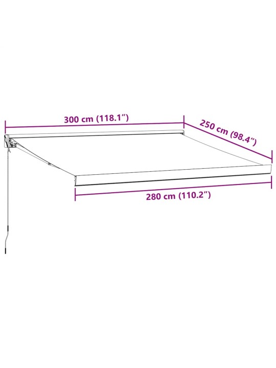 Käsin kelattava markiisi viininpunainen 300x250 cm