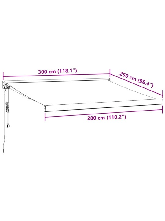 Automaattimarkiisi viininpunainen 300x250 cm