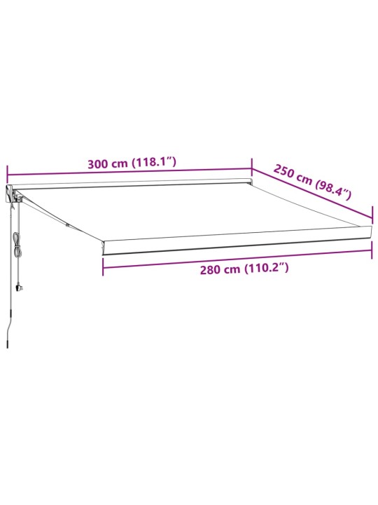 Automaattimarkiisi viininpunainen 300x250 cm