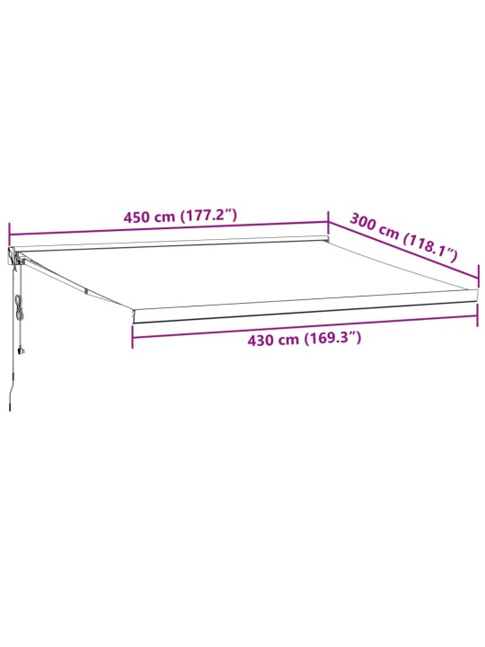 Automaattimarkiisi viininpunainen 450x300 cm