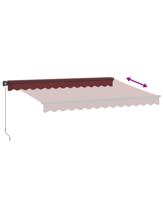 Käsin kelattava markiisi LEDit viininpunainen 350x250 cm