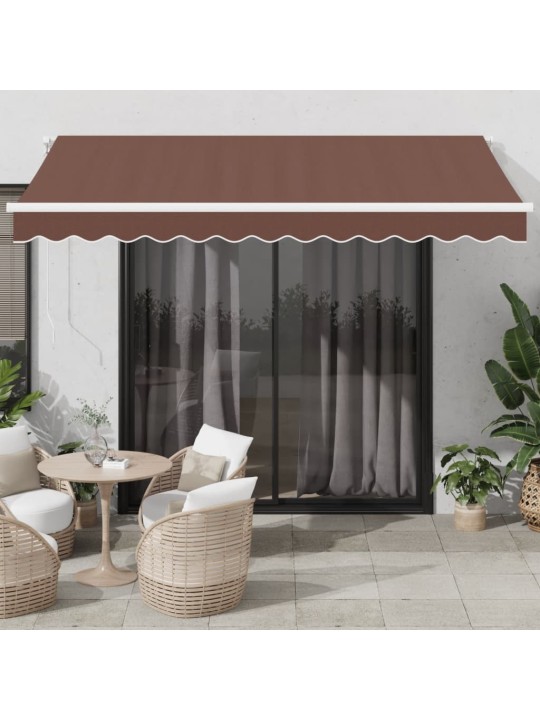 Käsin kelattava markiisi ledit ruskea 350x250 cm