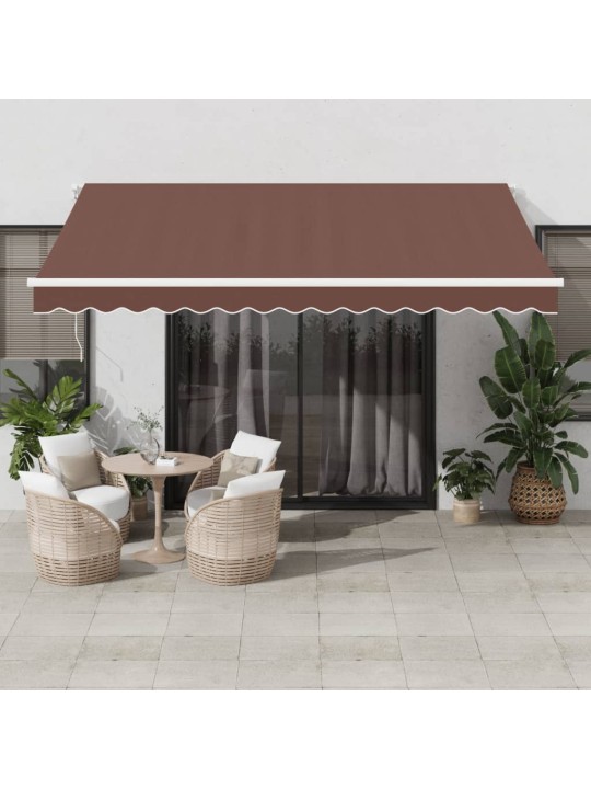 Käsin kelattava markiisi led-valoilla ruskea 400x350 cm