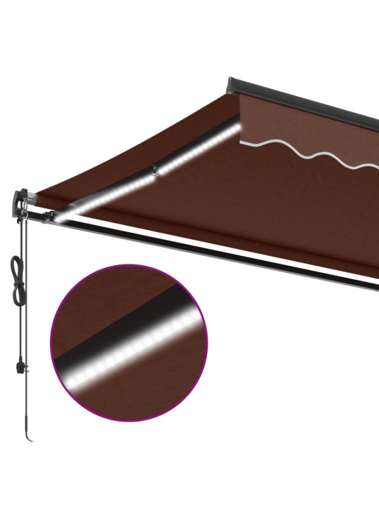 Automaattimarkiisi led-valoilla ruskea 600x350 cm