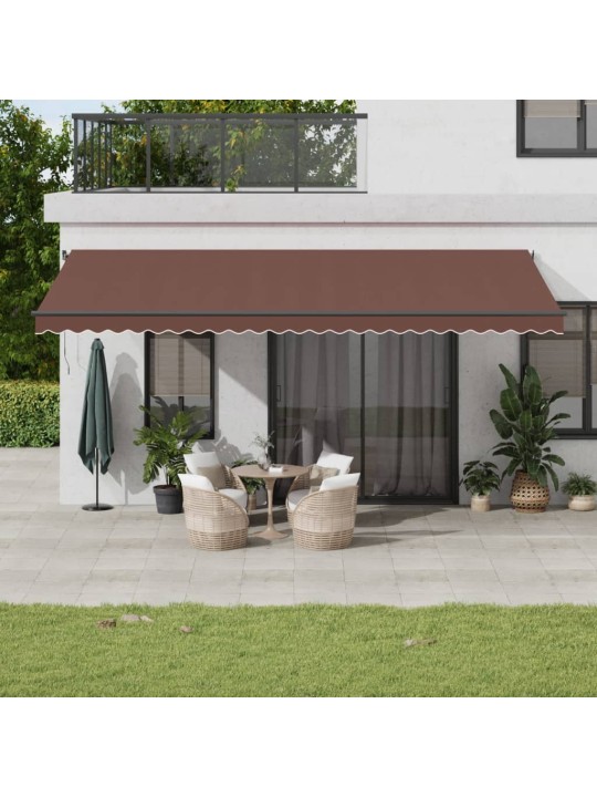 Automaattimarkiisi led-valoilla ruskea 600x350 cm