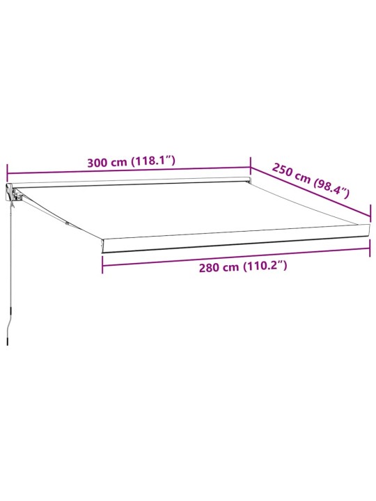 Käsin kelattava markiisi ruskea 300x250 cm