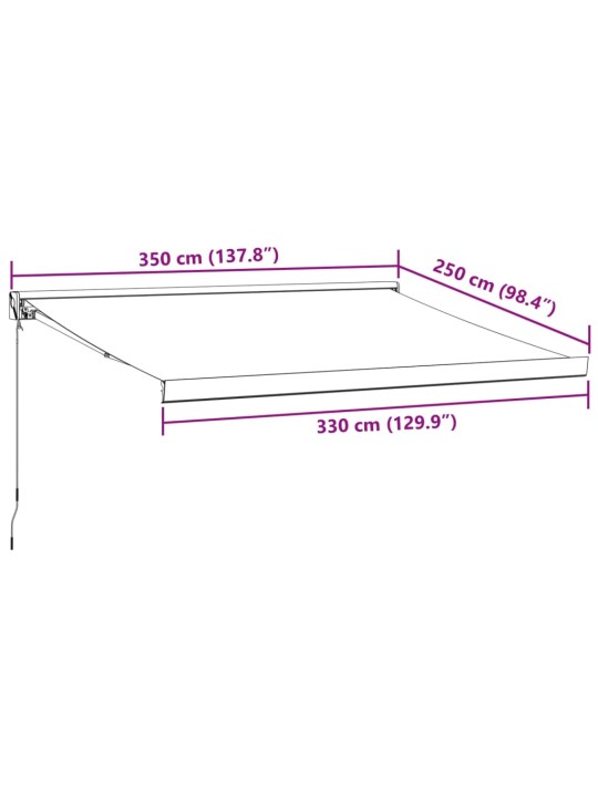 Käsin kelattava markiisi ruskea 350x250 cm