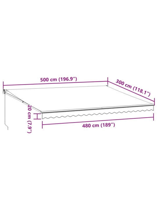 Kelattava markiisi antrasiitti/valkoinen 5x3 m kangas/alumiini