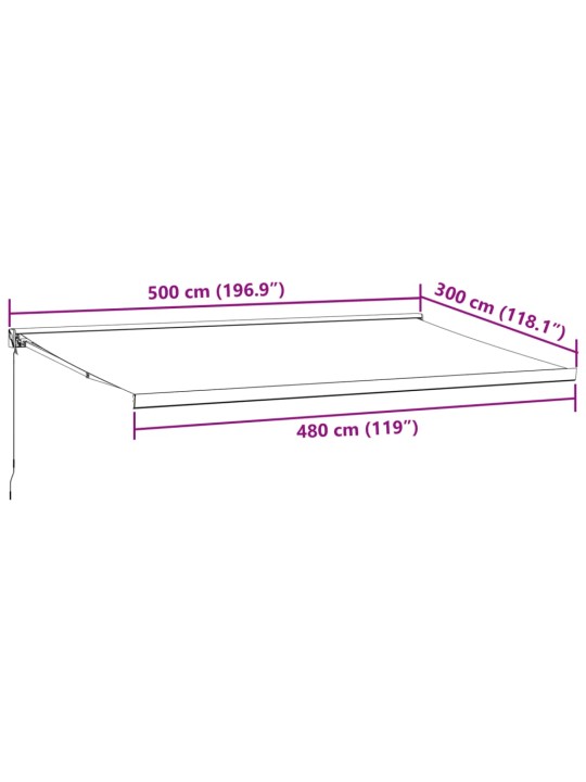 Kelattava markiisi antrasiitti/valkoinen 5x3 m kangas/alumiini