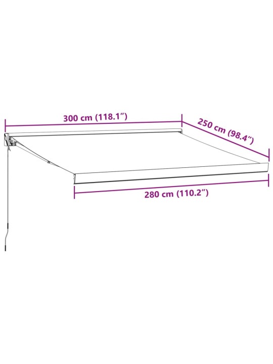 Kelattava markiisi antrasiitti/valk. 3x2,5 m kangas/alumiini