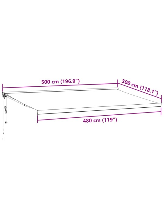 Kelattava markiisi antrasiitti/valkoinen 5x3 m kangas/alumiini