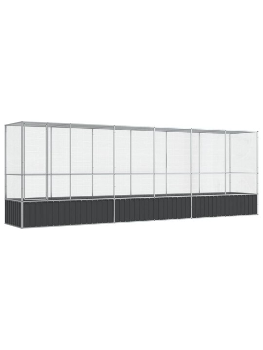 Aviaario jatkeella hopea 626,5x107x212 cm teräs