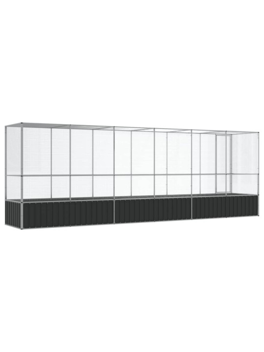 Aviaario jatkeella hopea 626,5x107x212 cm teräs