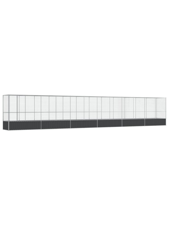 Aviaario jatkeella hopea 1250,5x107x212 cm teräs