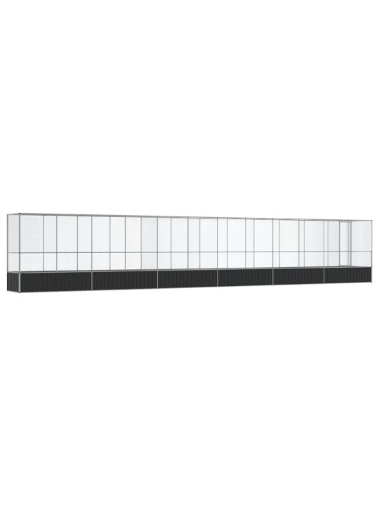 Aviaario jatkeella hopea 1250,5x107x212 cm teräs