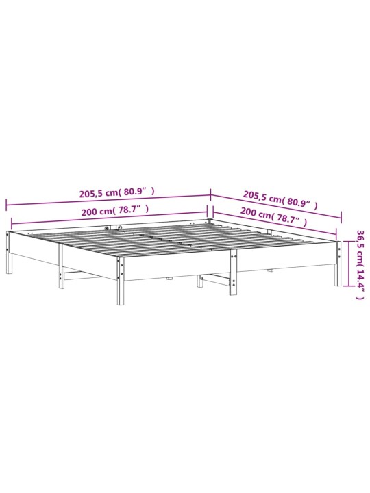 Sängynrunko ilman patjaa vahanruskea 200x200 cm täysi mänty