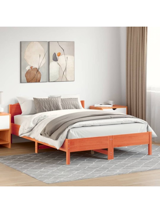 Sängynrunko ilman patjaa vahanruskea 150x200 cm täysi mänty