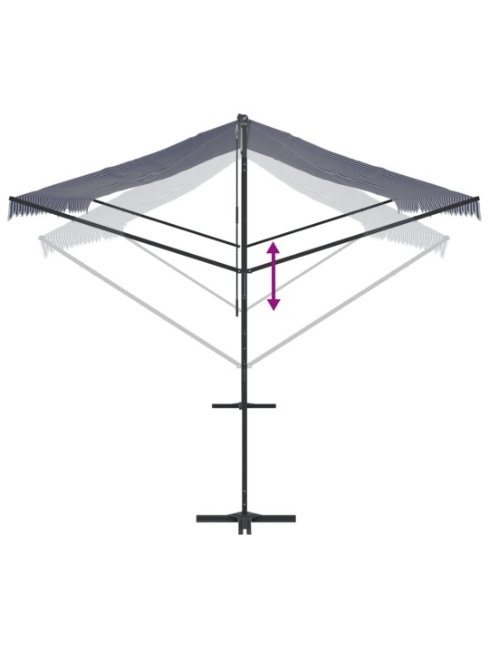 Vapaasti seisova markiisi sin./valk. 500x300 cm kangas ja teräs