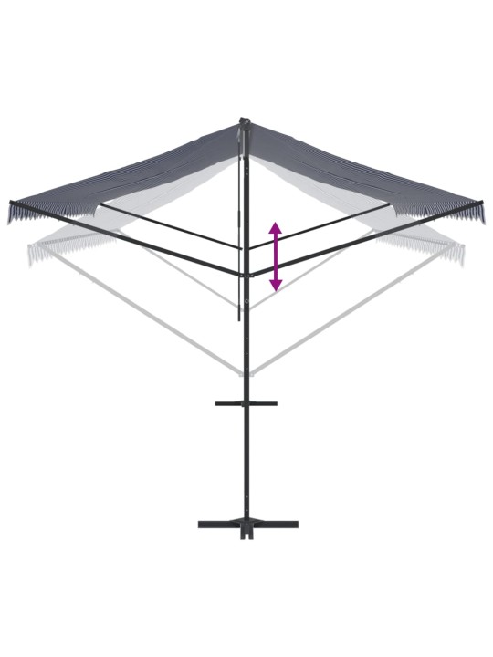 Vapaasti seisova markiisi sin./valk. 600x300 cm kangas ja teräs