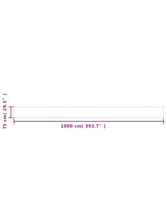 Parvekkeen suoja v.harmaa 75x1000 cm 100% oxford polyesteri