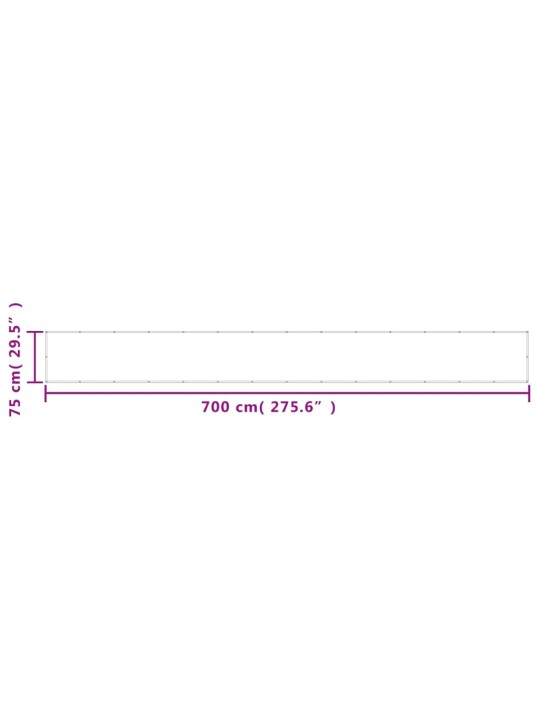 Parvekesuoja antrasiitti 75x700 cm 100% oxford polyesteri