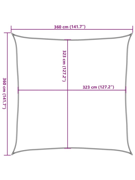 Aurinkopurje vaaleanharmaa 3,6x3,6 m 100% Oxford polyesteri