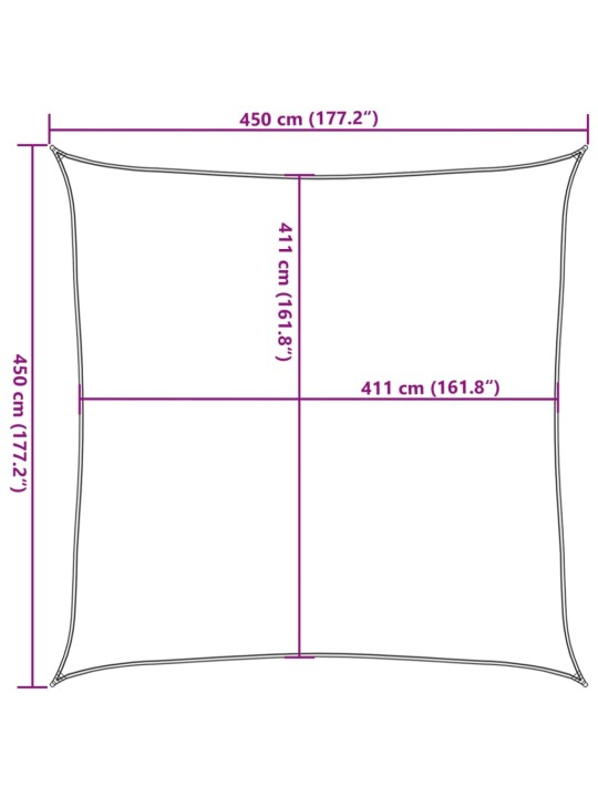 Aurinkopurje vaaleanharmaa 4,5x4,5 m 100% Oxford polyesteri