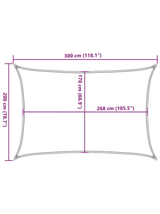 Aurinkopurje vaaleanharmaa 3x2 m 100% Oxford polyesteri