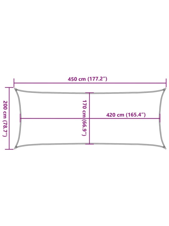 Aurinkopurje vaaleanharmaa 4,5x2 m 100% Oxford polyesteri