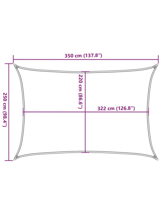 Aurinkopurje vaaleanharmaa 3,5x2,5 m 100% Oxford polyesteri