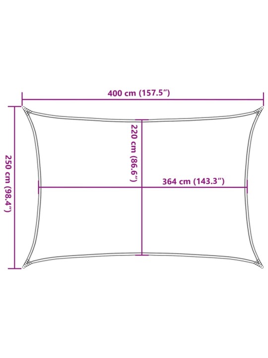 Aurinkopurje vaaleanharmaa 4x2,5 m 100% Oxford polyesteri