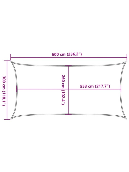 Aurinkopurje vaaleanharmaa 6x3 m 100% Oxford polyesteri