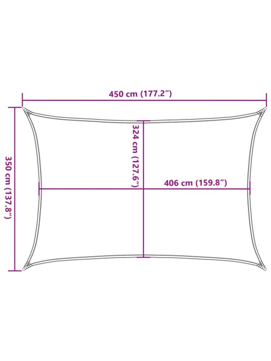 Aurinkopurje vaaleanharmaa 4,5x3,5 m 100% Oxford polyesteri