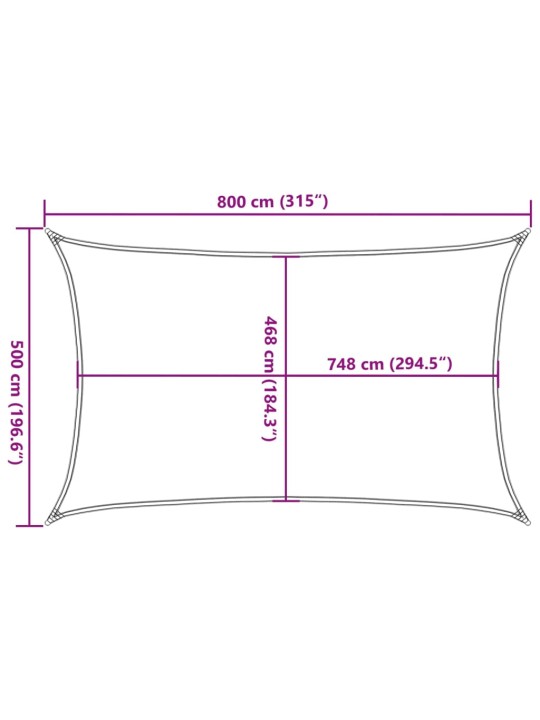 Aurinkopurje vaaleanharmaa 8x5 m 100% Oxford polyesteri