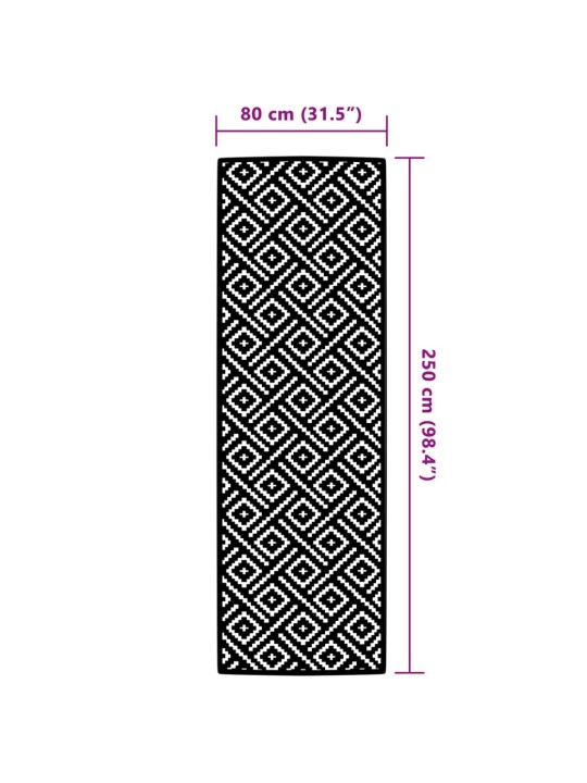 Ulkomatto ARAKIL Valkoinen ja Musta 80x250 cm PP
