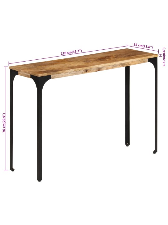 Konsolipöytä ruskea 110x35x76 cm täysi mangopuu ja rauta