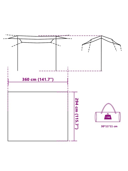 Retkipressu vihreä 360x294 cm vedenpitävä