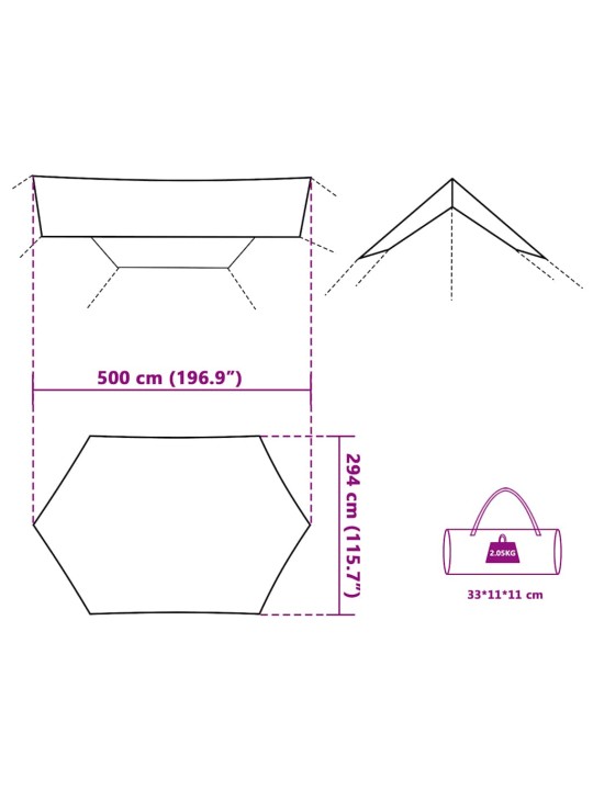 Retkipressu sininen 500x294 cm vedenpitävä