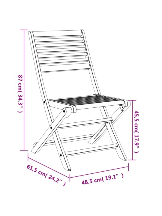 Taitettavat puutarhatuolit 2 kpl 48,5x61,5x87 cm akasiapuu