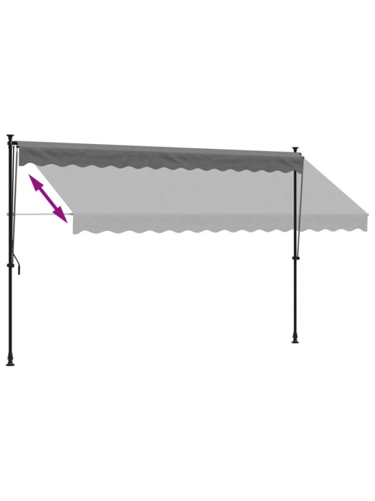 Sisäänkelattava markiisi antrasiitti 350x150 cm kangas ja teräs