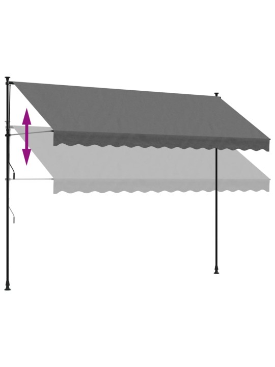 Sisäänkelattava markiisi antrasiitti 350x150 cm kangas ja teräs