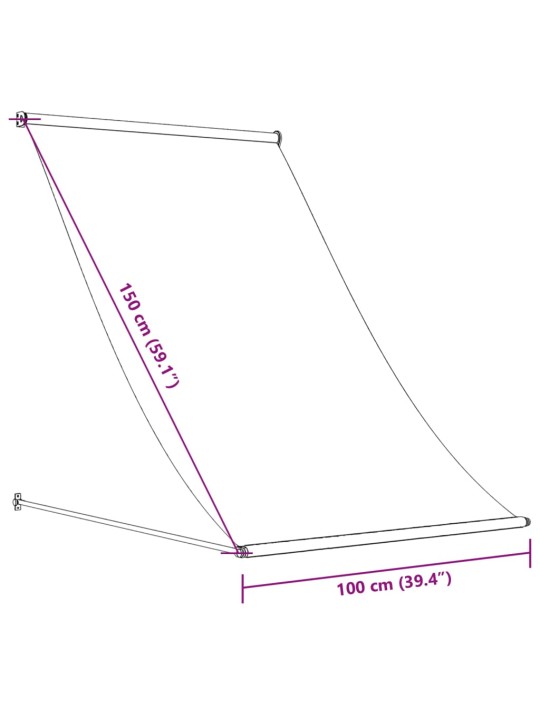 Sisäänkelattava markiisi antrasiitti 100x150 cm kangas ja teräs