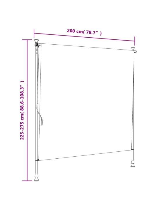 Ulkorullaverho oranssivalkoinen 200x270 cm kangas ja teräs