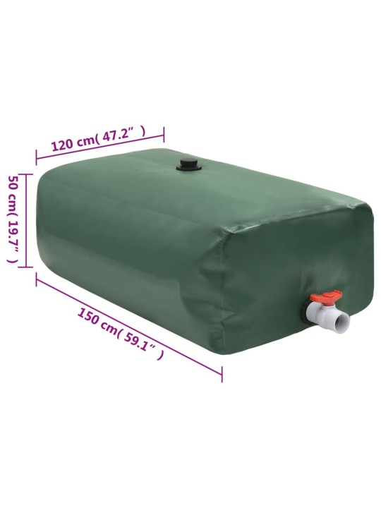 Taitettava vesisäiliö hanalla 1000 l PVC