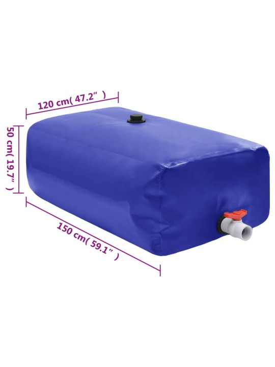 Taitettava vesisäiliö hanalla 1000 l PVC