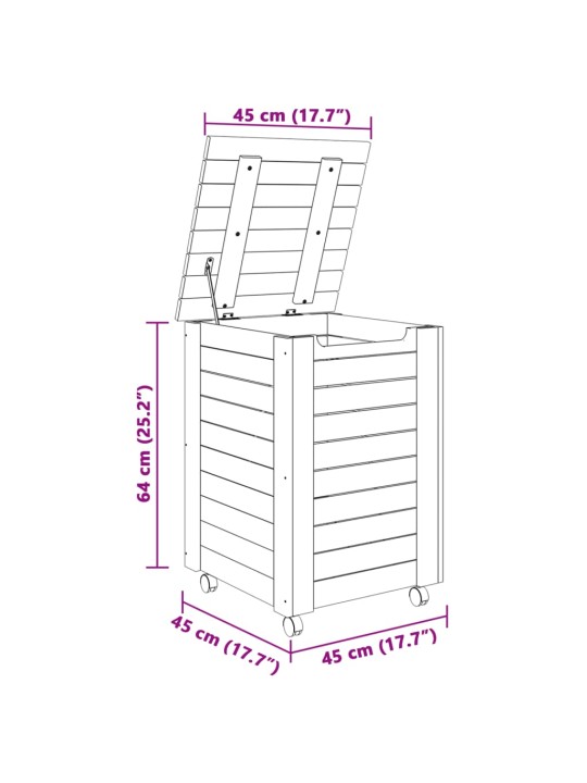 Pyykkikori pyörillä RANA 45x45x64 cm täysi mänty