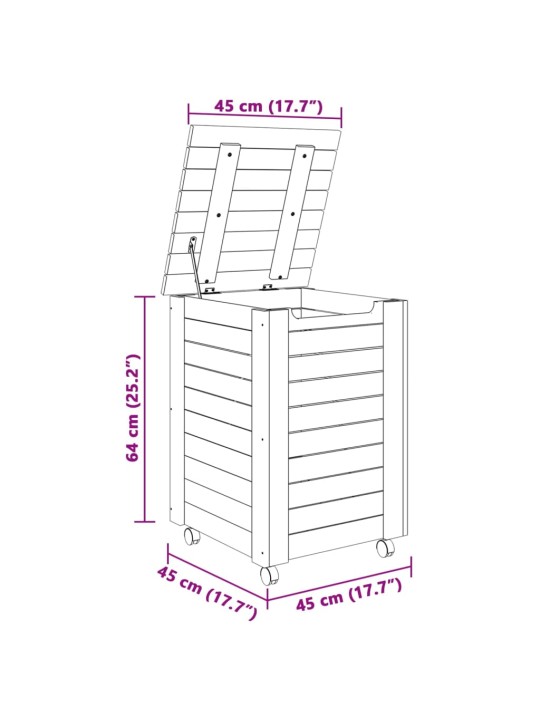 Pyykkikori pyörillä RANA valkoinen 45x45x64 cm täysi mänty