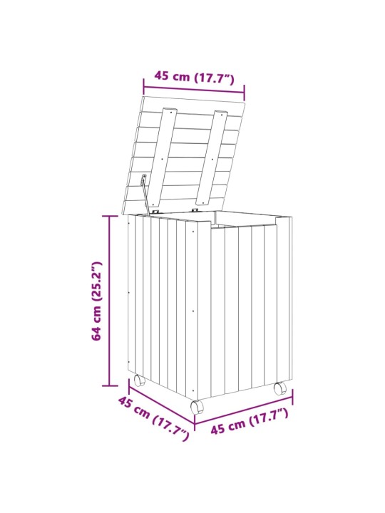 Pyykkikori pyörillä RANA 45x45x64 cm täysi mänty