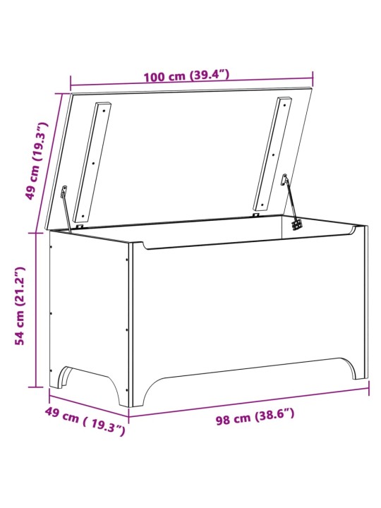 Säilytyslaatikko kannella RANA 100x49x54 cm täysi mänty